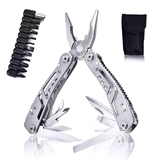 Multi Tool: Multitool Pliers - Pocket Knife Set, 24-in-1 Camping Tool with Screwdriver Bits Set, Can&Bollte Opener for Camping, Gifts for Men Father/Husband/Boyfriend