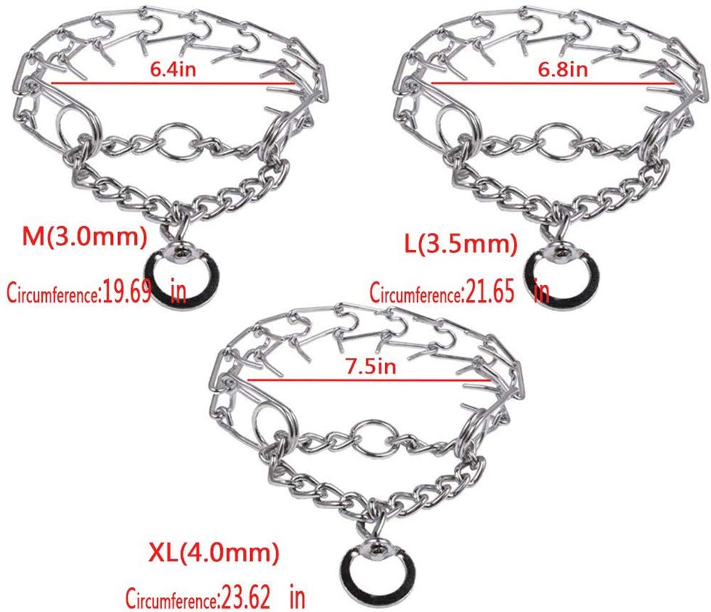 Darkyazi Durable Pinch Collar Stainless Steel Dog Adjustable Pet Training Collar for Medium Large Dogs (Large (Pack of 1), Silver)