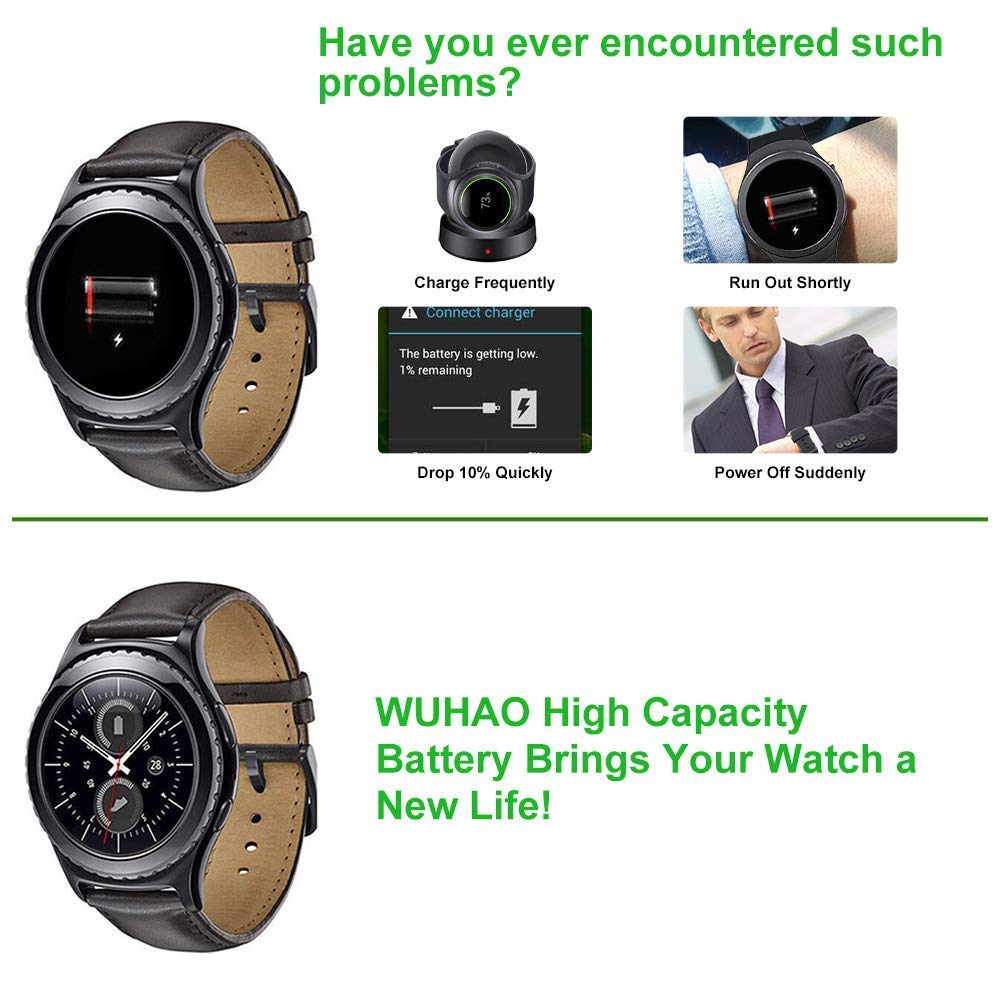EB-BR720ABE Battery for Samsung Gear S2 Classic SM-R732/Gear S2 SM-R720 Smart Watch SM-R7200ZWAXAR SM-R7200ZKAXAR Replacement Battery with [Set of Screws] and Adhesive Tool Repair Kit