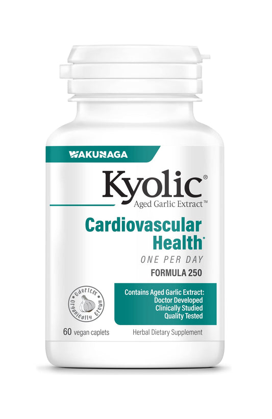 Kyolic Aged Garlic Extract Formula 250, Cardiovascular Health, One Per Day, 60 Vegan Capsules (Packaging May Vary)
