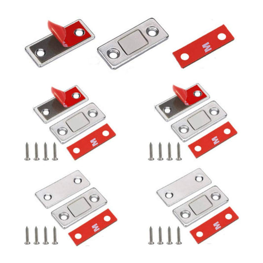 VIPMOON 5 Pack Cabinet Magnetic Catch, Ultra Thin Cabinet Door Magnets Catch with Screws, Magnetic Adhesive Cabinet Latch for Kitchen Closet Door Closing Magnetic Door Catch Closer