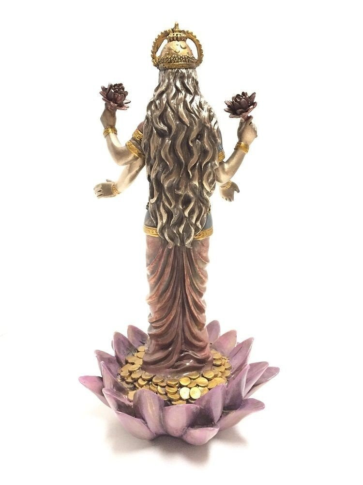 Lakshmi Hindu Goddess on Lotus Statue Sculpture