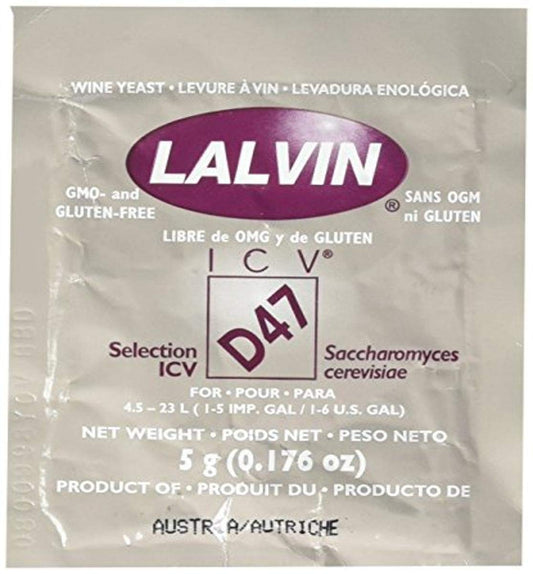Lalvin D-47x3 Saccharomyces Cerevisiae 3 (5 G. Pouchs)