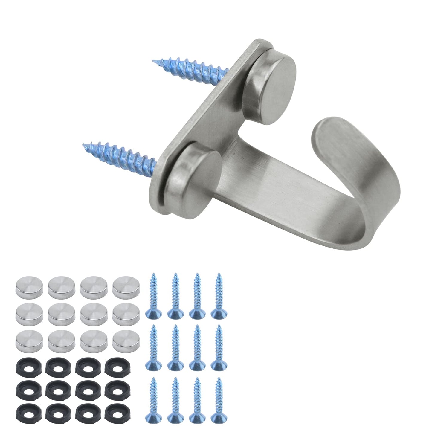 Antrader 6-Pack Stainless Steel Screws Mount Ceiling Hooks, Under-Shelf Coat Hook, Towel/Robe Clothes Hook Hanger for Bathroom Kitchen Cabinet