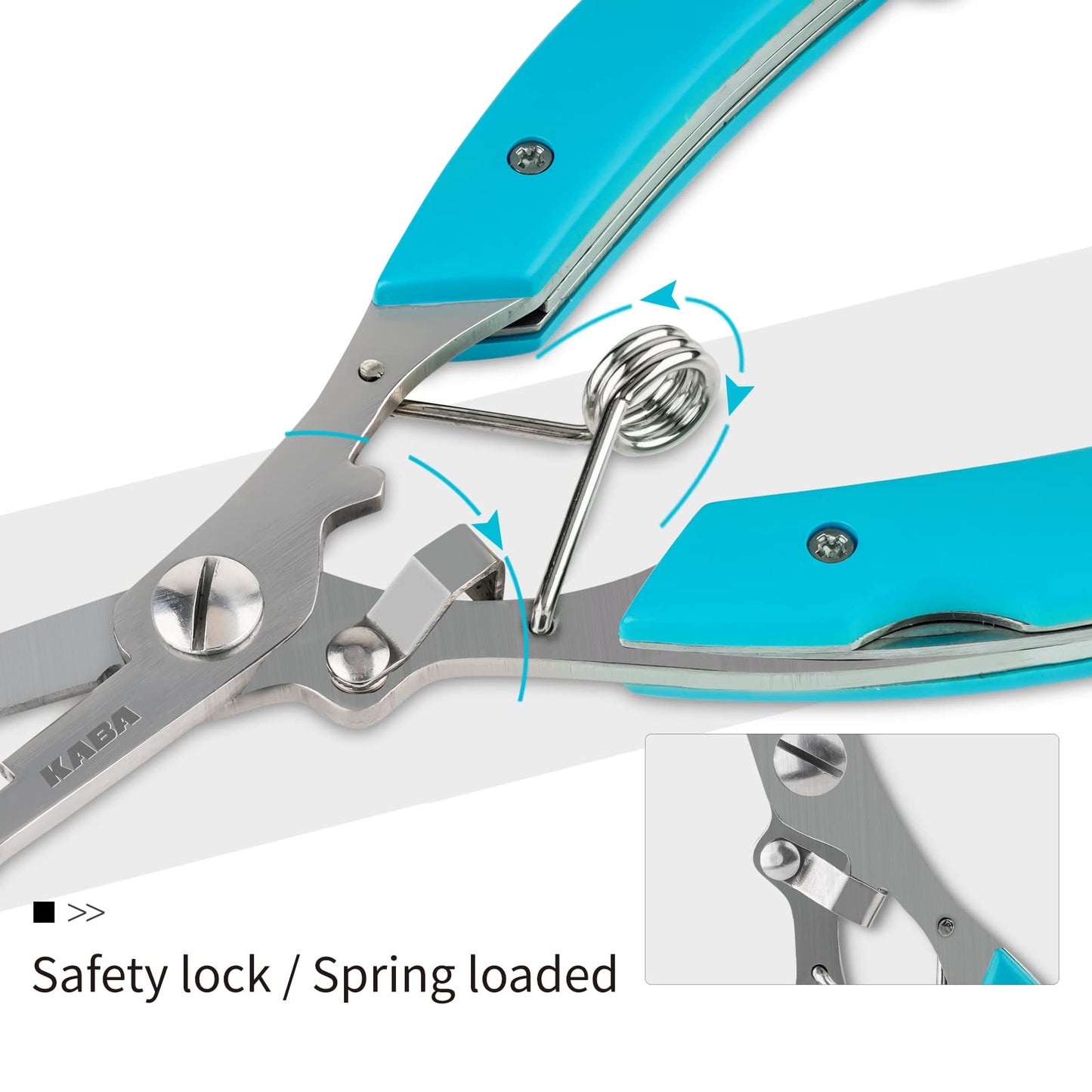 kaba Fishing Pliers 6.5” Saltwater Hook Removers Crimper Split Ring Tool Fishing Gear Line Cutters with Safety Lock and Sheath
