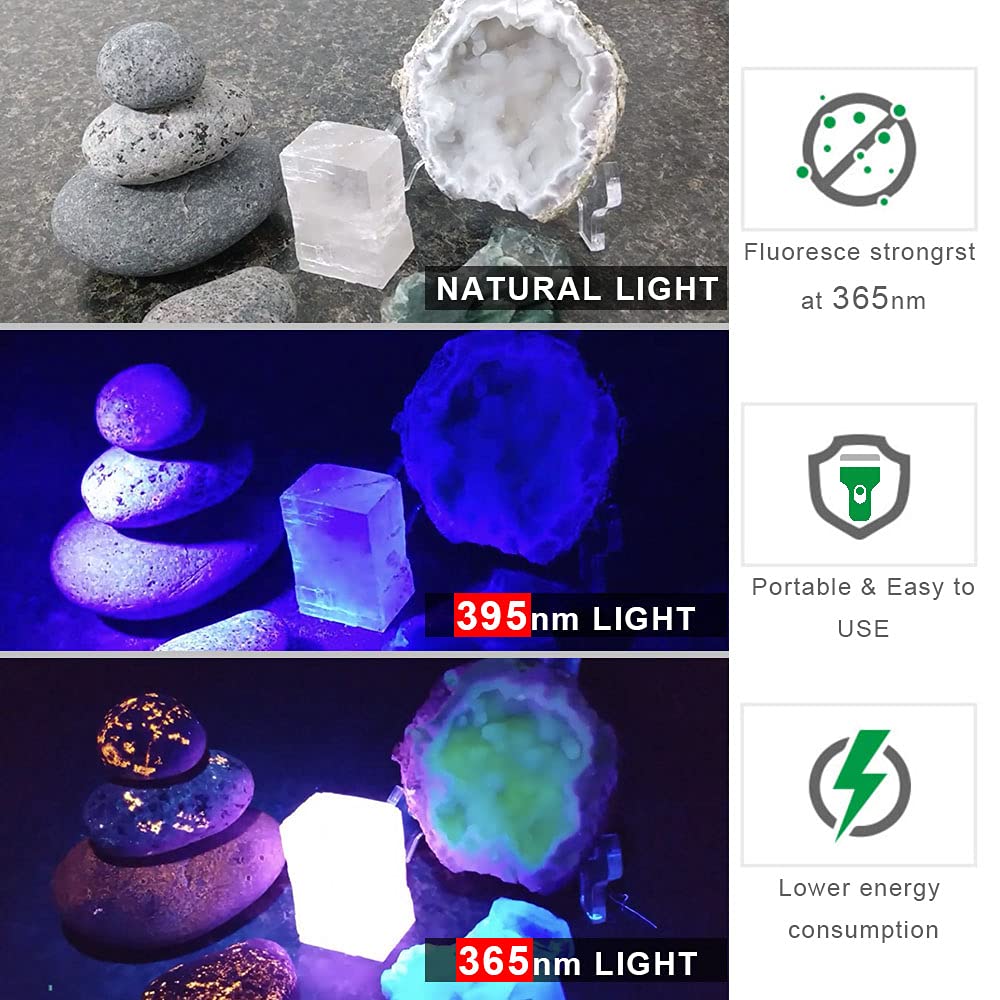 LBJD Black Light UV Flashlight, 365NM Rechargeable Flashlights with Filtered 4 LED, High Power and Long Range Professional Grade Beam Best for Commercial Use, pet Urine Detection, Resin, Rocks