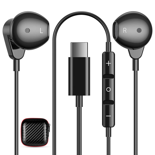 APETOO USB C Headphones for Samsung S24 S23 S22 Ultra S21 FE Note 10+ 20 A53 iPhone 15 16 Pro Max,HiFi Stereo Type C Earphones Wired Earbuds Microphone Volume Control for Galaxy Z Flip Fold 3,OnePlus