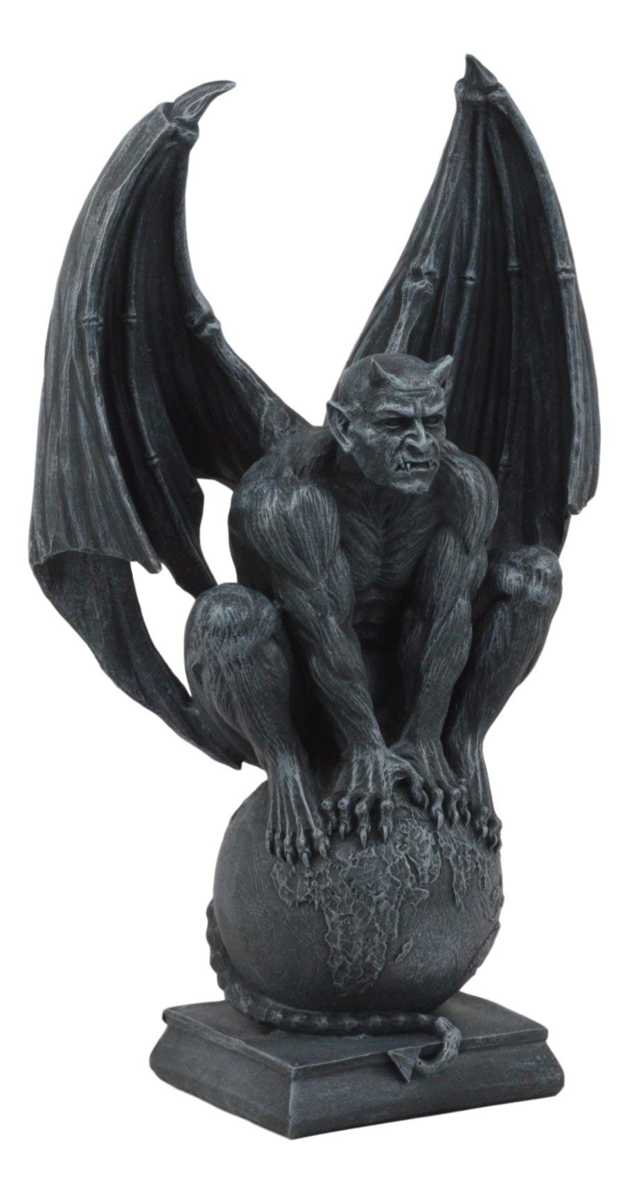 Ebros Devil's Carnal Grip On The World Lucifer Satan Crouching On The Globe Statue 11.75" Tall Occultic Church of Satan Apocalyptic Sculpture