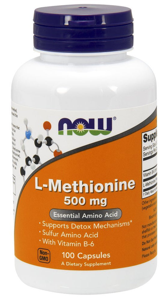 NOW Foods Supplements, L-Methionine 500 mg with Vitamin B-6, Supports Detoxification*, Amino Acid, 100 Capsules