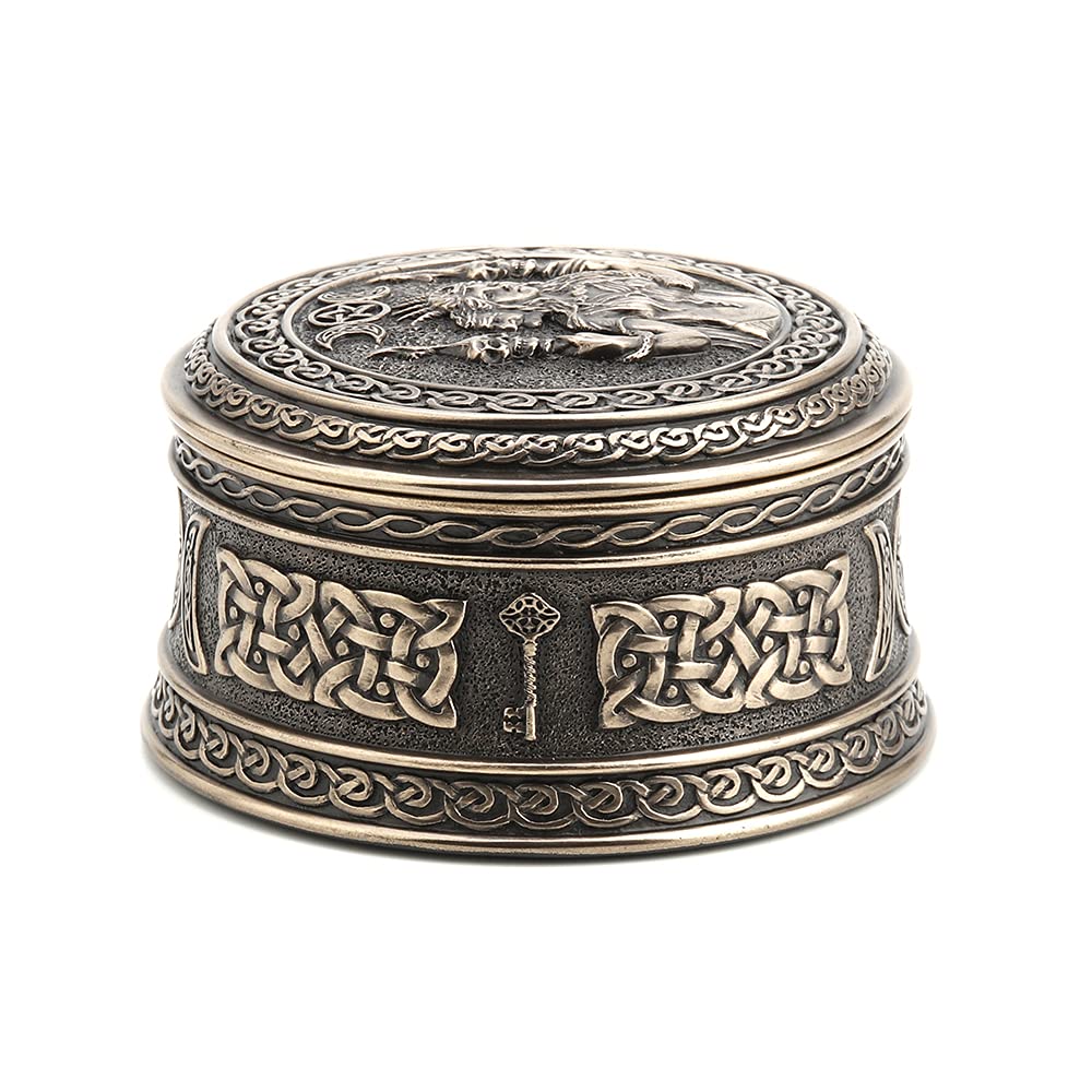 Veronese Design 2 1/8" Tall Hecate Goddess of Chthonic Round Trinket Box Cold Cast Bronzed Resin Handmade Collectibles Wiccan Figurine Decorative Storage