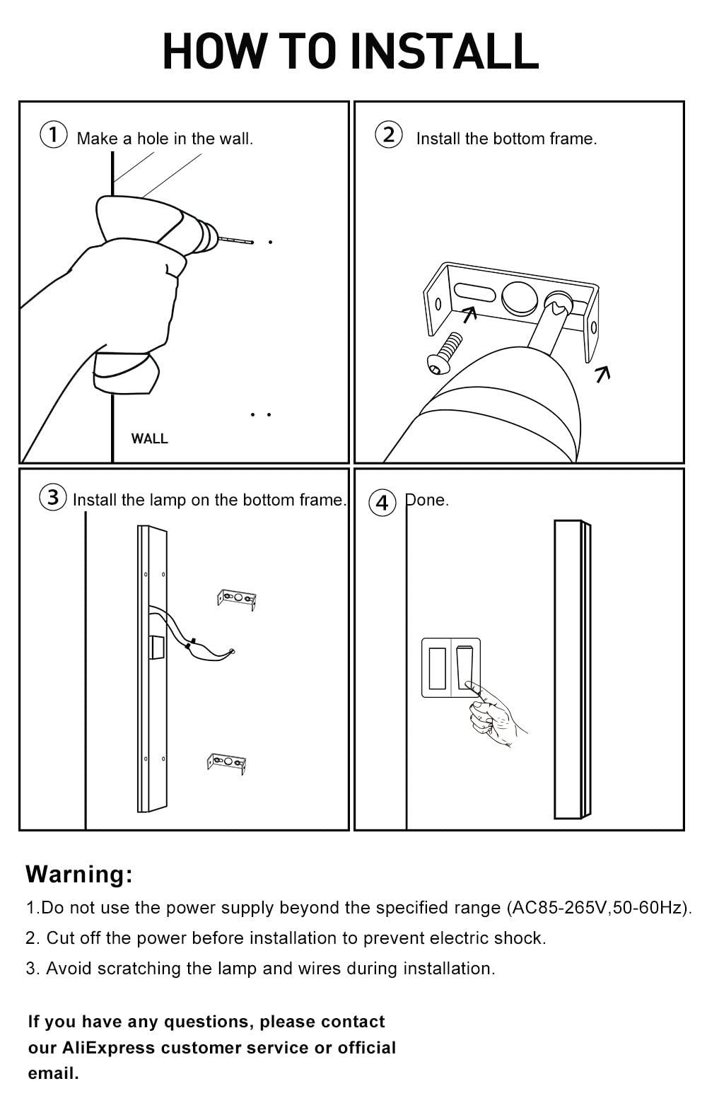 Aidenkid Long Wall Lamp Modern LED Waterproof IP65 Outdoor Wall Mount Lighting Fixture Garden Porch Sconce Lantern Sconces Luminaire/Bedroom Bedside Licht (Dimmable, 24inch)