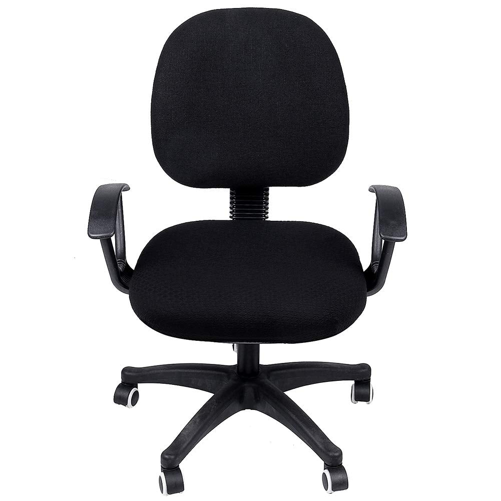 Smiry Stretch Jacquard Office Computer Chair Seat Covers, Removable Washable Anti-dust Desk Chair Seat Cushion Protectors - Black