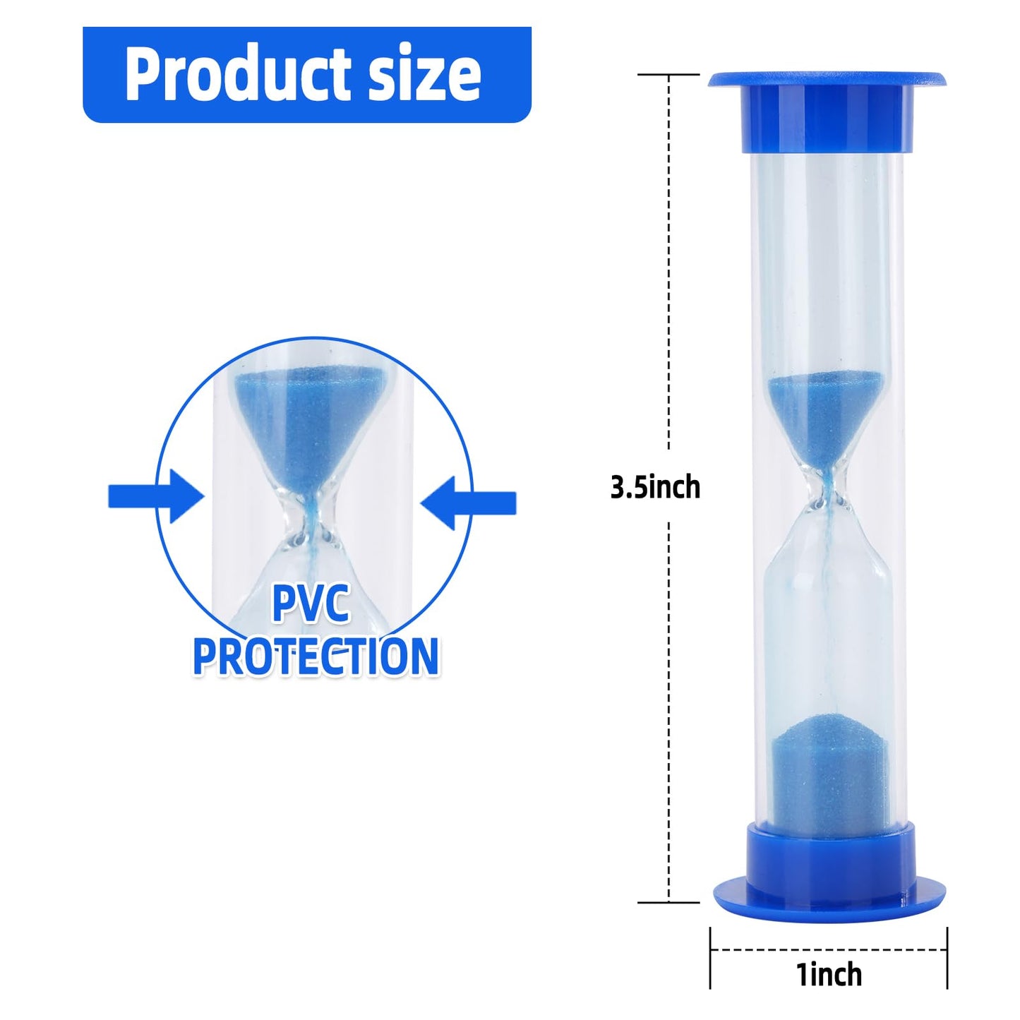 I-MART Plastic Sand Timer Sandglass Hourglass Sand Clock Timer 30 sec, 1 min, 2 mins, 3 mins, 5 mins, 10 mins (Pack of 6)