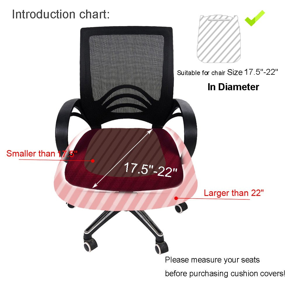Smiry Stretch Jacquard Office Computer Chair Seat Covers, Removable Washable Anti-dust Desk Chair Seat Cushion Protectors - Black