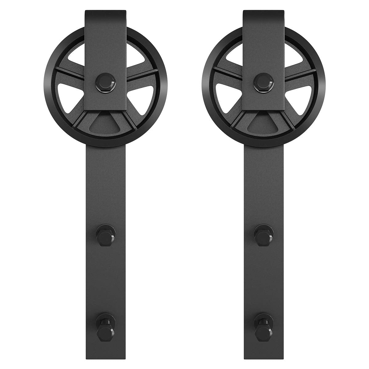 SMARTSTANDARD Sliding Barn Door Hardware Hangers 2pcs (Black) (Big Wheel Hangers)