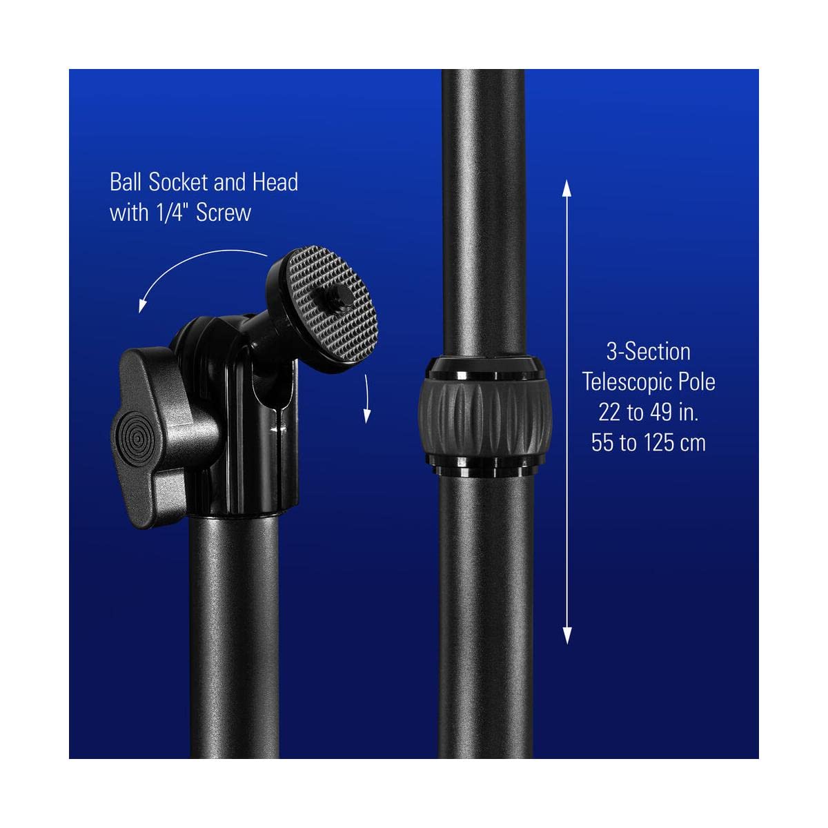 Elgato Master Mount L - Premium Desk Clamp with Pole extendable up to 125cm/49in and 1/4 inch Thread to Mount Lights,Cameras, and Microphones,perfect for Streaming, Videoconferencing and Studios,Black