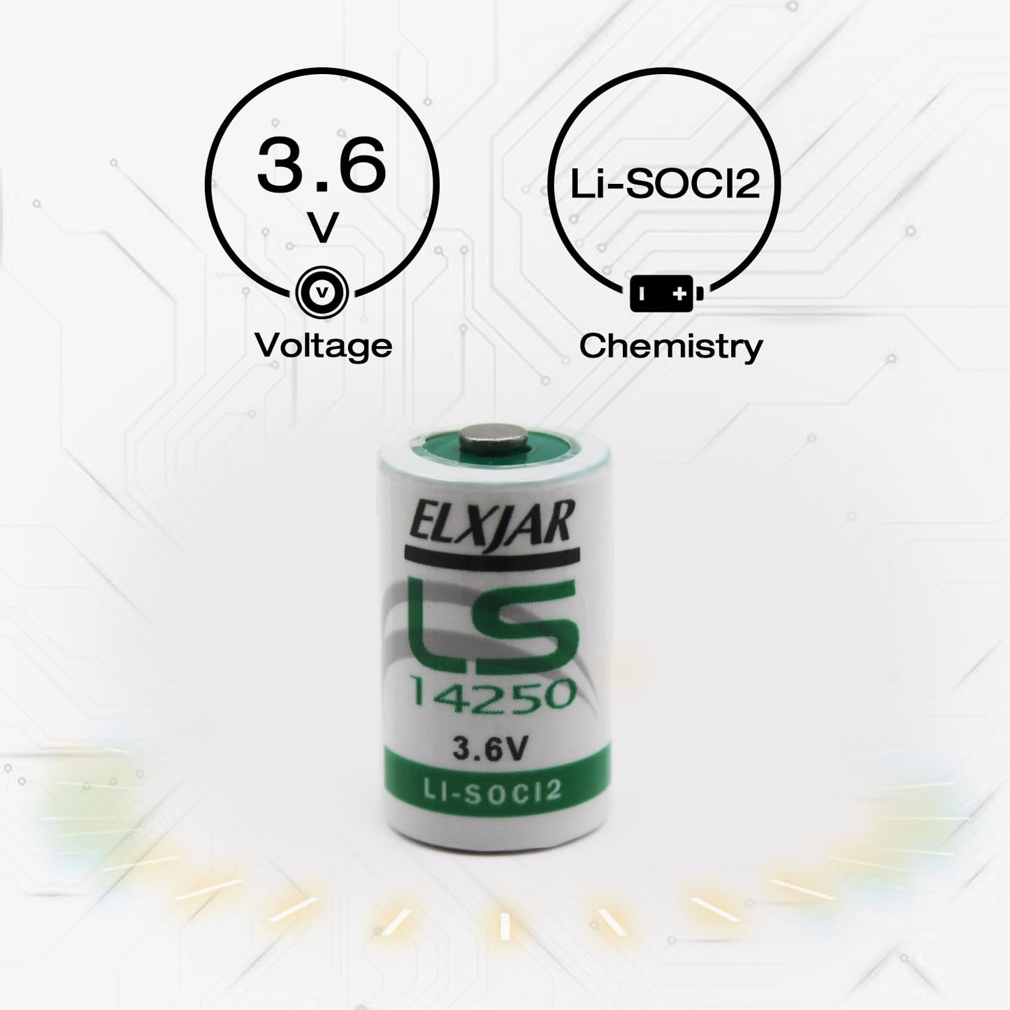 elxjar (20-Pack) 3.6V 1/2AA LS14250 Lithium for SAFT Water Meter Electricity Meter Gas