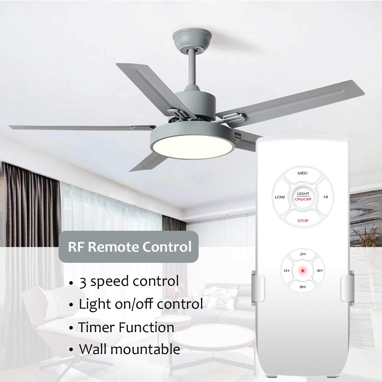 Universal Ceiling Fan Remote Control Kit 3-in-1 Ceiling Fan Light Timing & Speed Wireless Remote Control and Receiver Kits for Ceiling Fan Lamp