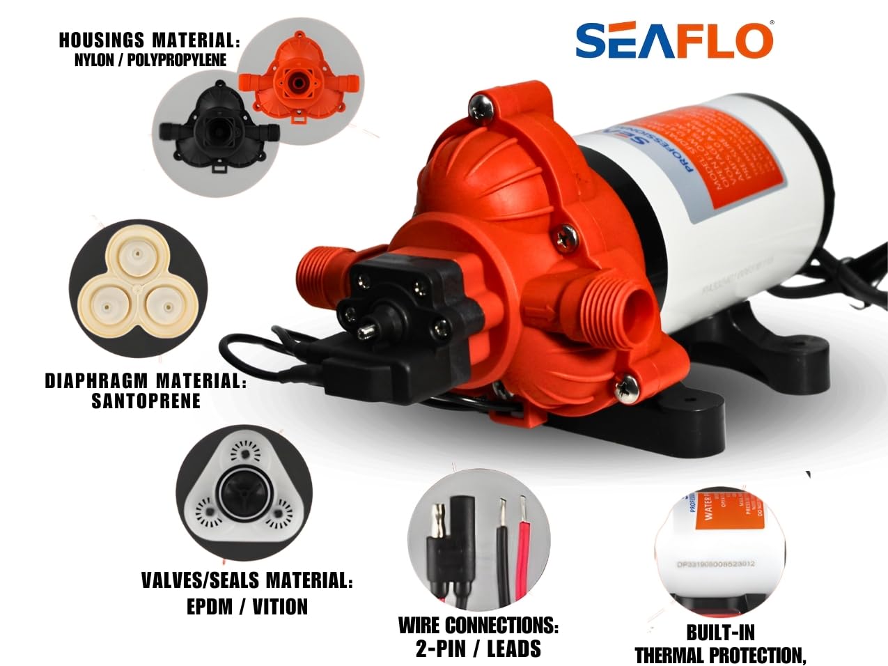 SEAFLO 33-Series Industrial Water Pressure Pump w/Power Plug for Wall Outlet - 115VAC, 3.3 GPM, 45 PSI
