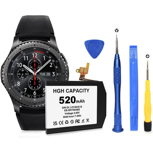 [520mAh] Replacment Battery for Samsung Gear S3 Frontier Battery, Gear S3 Classic Battery, Gear S3 Replacement Battery SM-R760, R770, R765 EB-BR760ABE GH43-04699A with Professional Repair Tools Kit