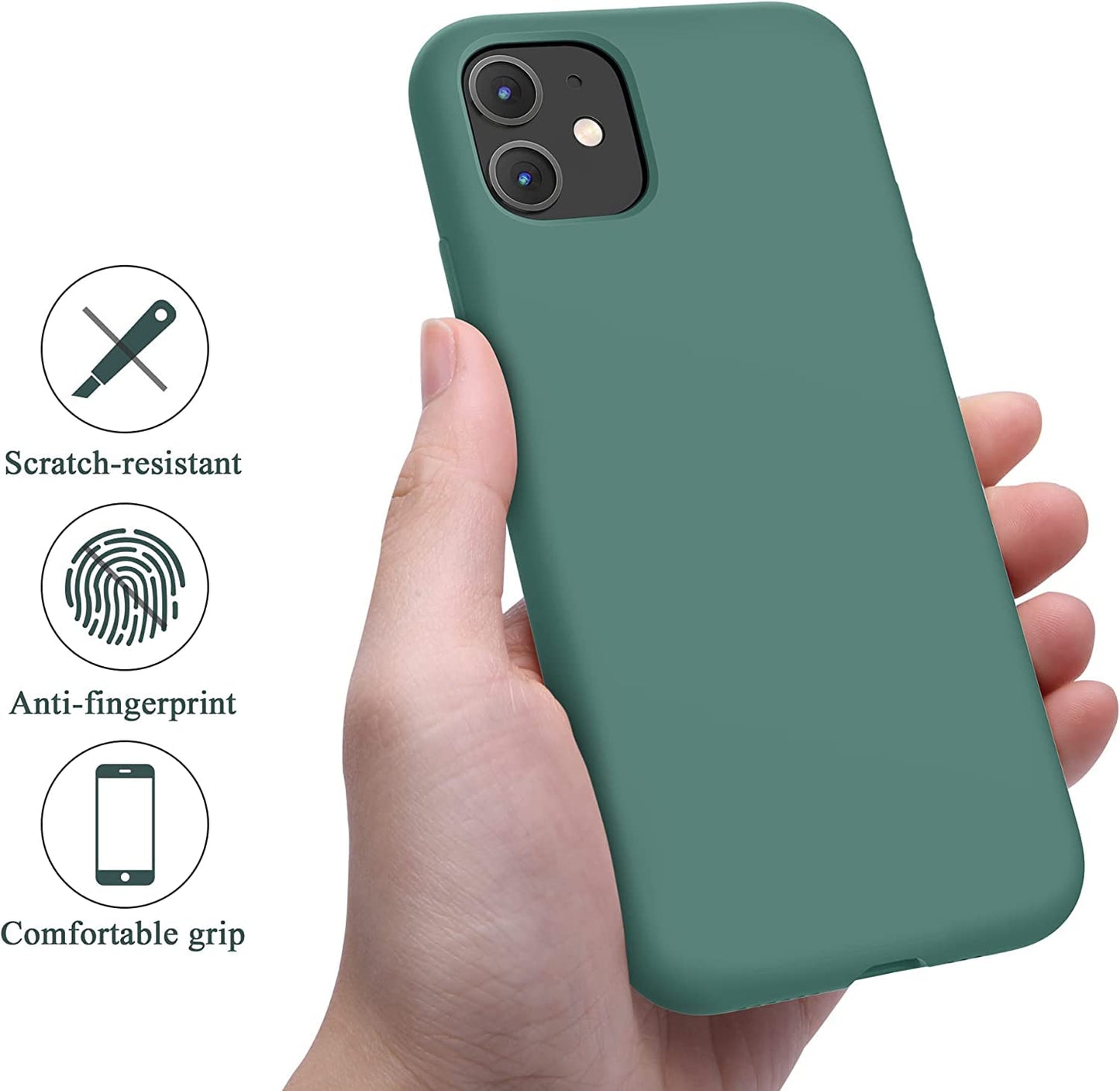 OTOFLY for iPhone 11 Case, Phone Case 11,Slim Shockproof, Anti-Fingerprint, Anti-Scratch Microfiber Lining, Protective Cover Compatible with iPhone 11 6.1 inch - Pine Green