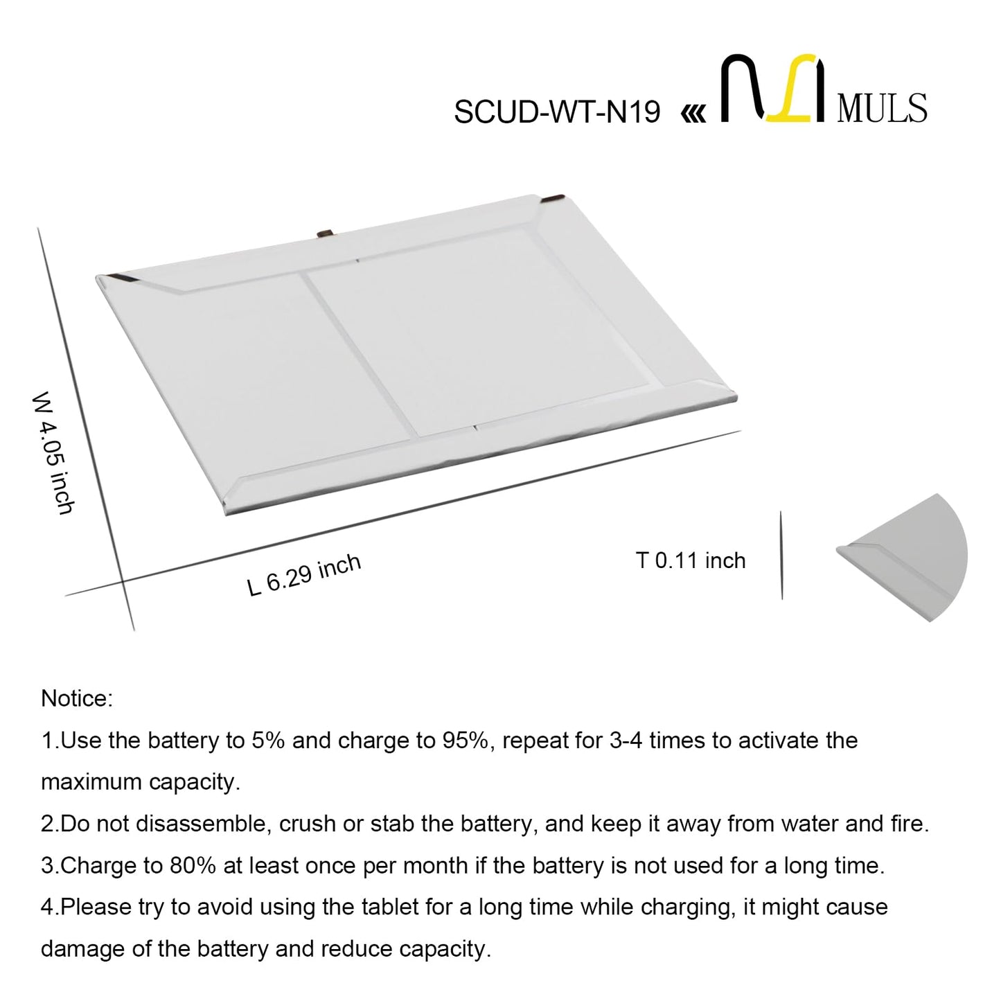MULS SCUD-WT-N19 Tablet Replacement Battery for Samsung Galaxy Tab A7 10.4 2020 SM-T500 SM-T500N SM-T505 SM-T505N SM-T503 SM-T507 SM-T500NZDAXAR SM-T500NZSAXAR with Tools 27.1 Wh 7040 mAh/3-cell