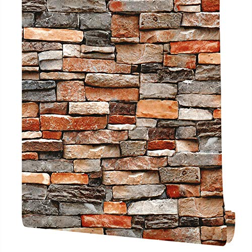 Stone Peel and Stick Wallpaper Rock Wallpaper-Stacked Stone Wallpaper-Faux Brick Wallpaper Stone Self Adhesive Removable Wallpaper Stone Contact Paper Backsplash Fireplace Vinyl Film 17.7”×118”