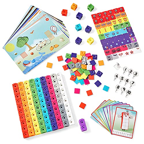 hand2mind MathLink Cubes Numberblocks 1-10 Activity Set, 30 Preschool Learning Activities, Counting Blocks, Linking Cubes, Educational Toys for Kids, Number Games, Math Manipulatives Kindergarten
