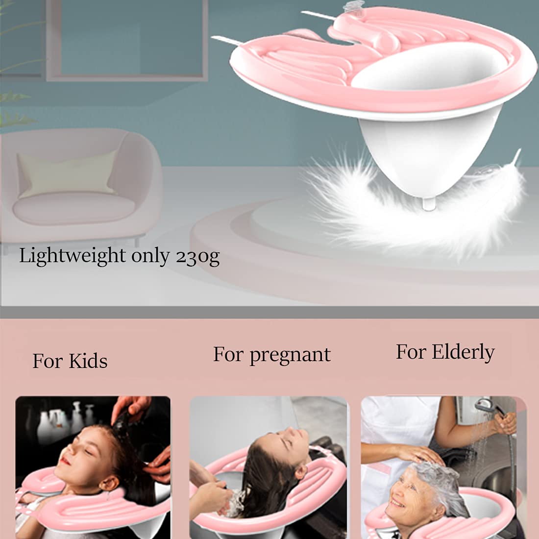 Inflatable Washing Hair Basin, Portable Shampoo Bowl for The Elderly, Disabled, Bedridden and Handicapped, Portable Hair Washing Sink for Pregnant Woman