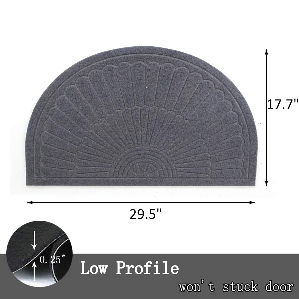 E-view Half Round Door Mat Mud Dirt Trapper Shoe Scraper Mat Entry Mat Rugs for Front Door Low Profile Indoor Washable