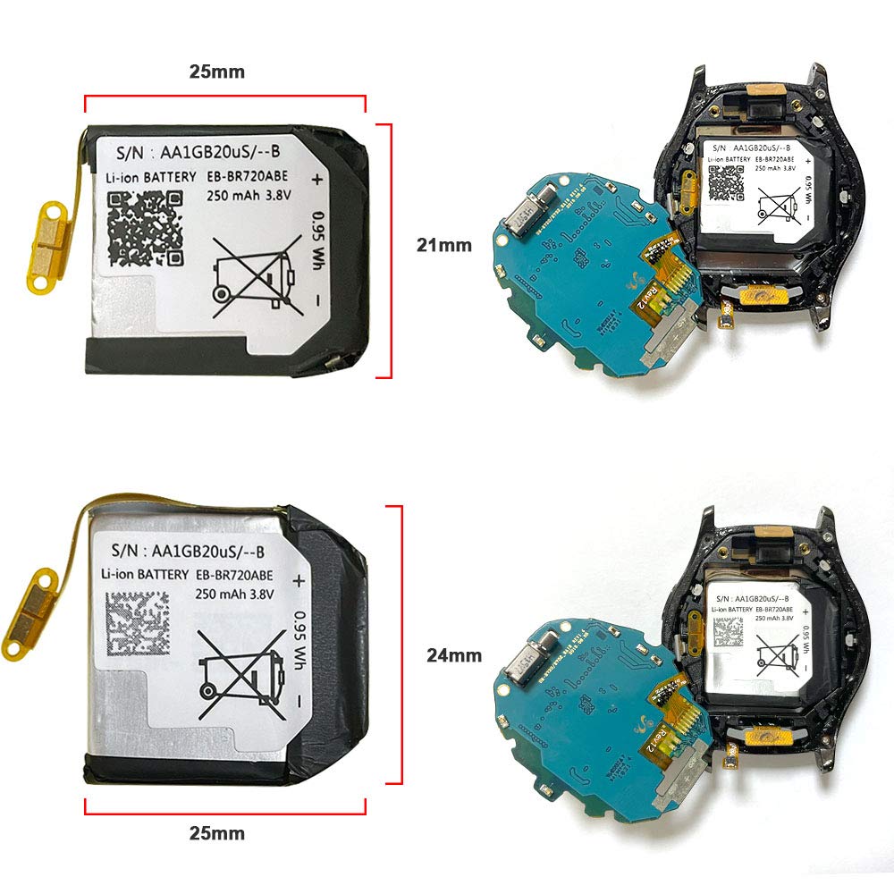 EB-BR720ABE Battery for Samsung Gear S2 Classic SM-R732/Gear S2 SM-R720 Smart Watch SM-R7200ZWAXAR SM-R7200ZKAXAR Replacement Battery with [Set of Screws] and Adhesive Tool Repair Kit