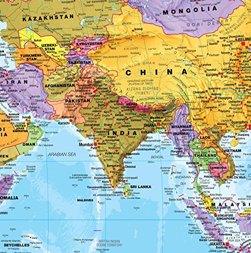 Maps International Giant World Map Poster – Mega-Map of The World – Front Lamination - 46 x 80