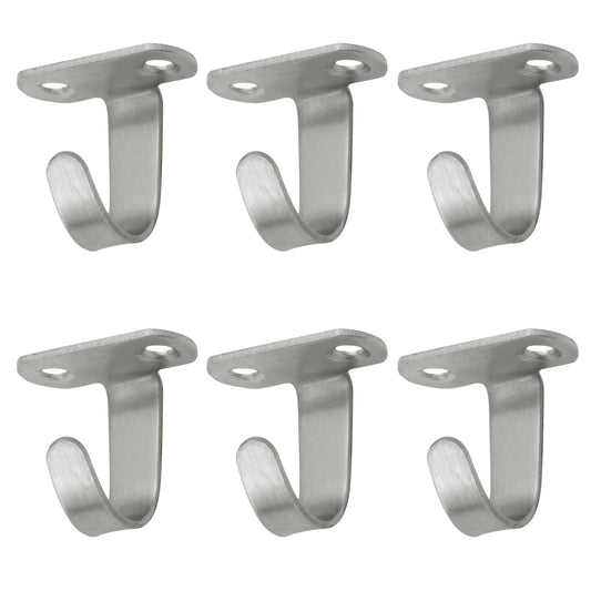 Antrader 6-Pack Stainless Steel Screws Mount Ceiling Hooks, Under-Shelf Coat Hook, Towel/Robe Clothes Hook Hanger for Bathroom Kitchen Cabinet