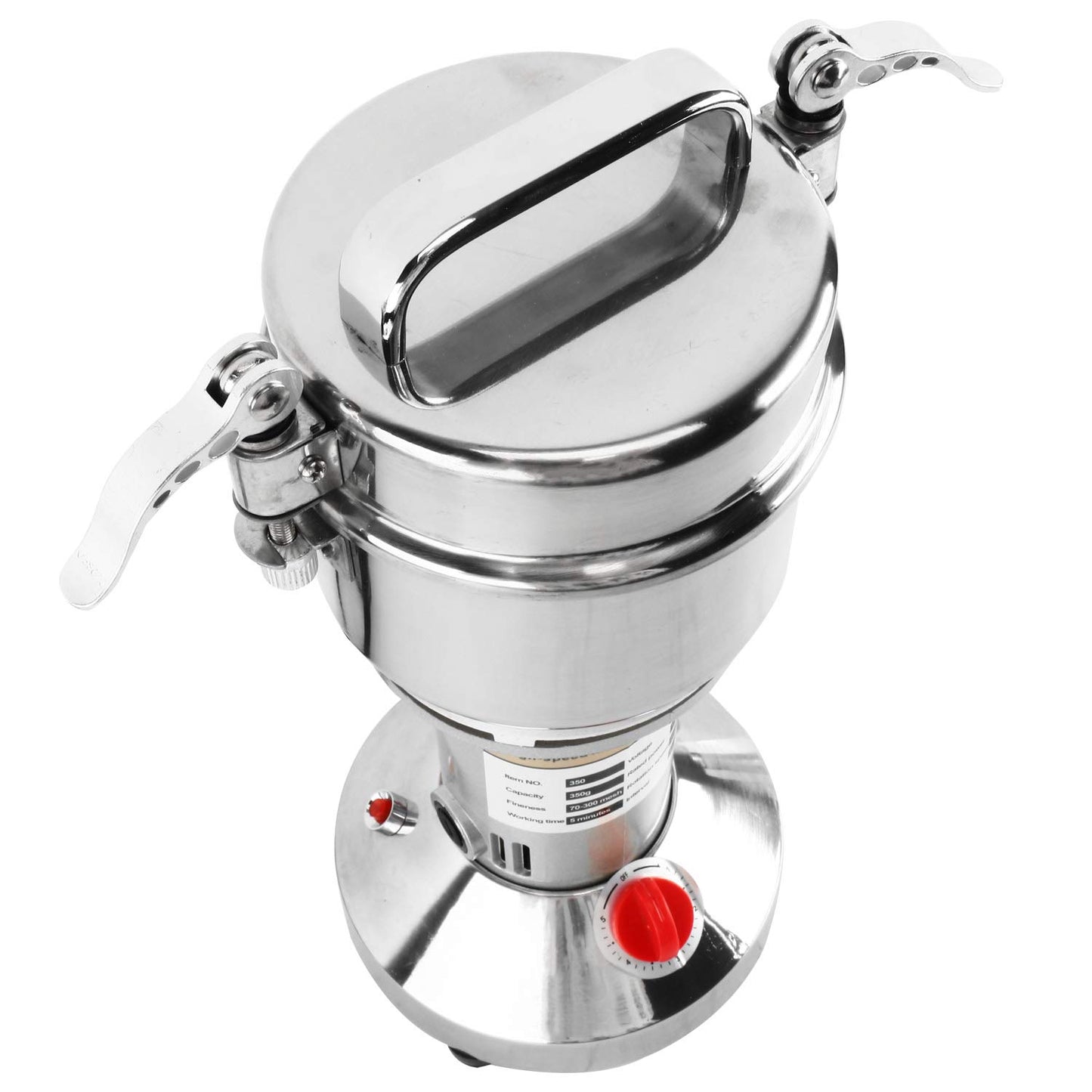Homend High Speed 350g Electric Grain Mill Grinder Powder Machine Spice Herb Grinder 1500W 70-300 Mesh 28000RPM Stainless Steel Commercial Grade for Kitchen Herb Spice Pepper Coffee (350g)