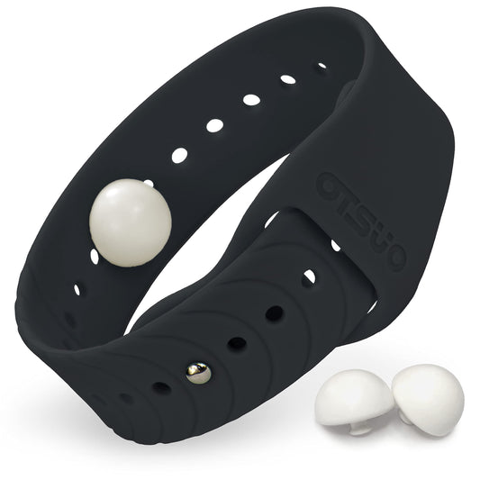 Otsuo Nausea Relief Wristband for Motion and Sea Sickness | Anti-Nausea Acupressure Bands for Morning Sickness | Sea Bands for Motion Sickness Relief. (Inky Black)
