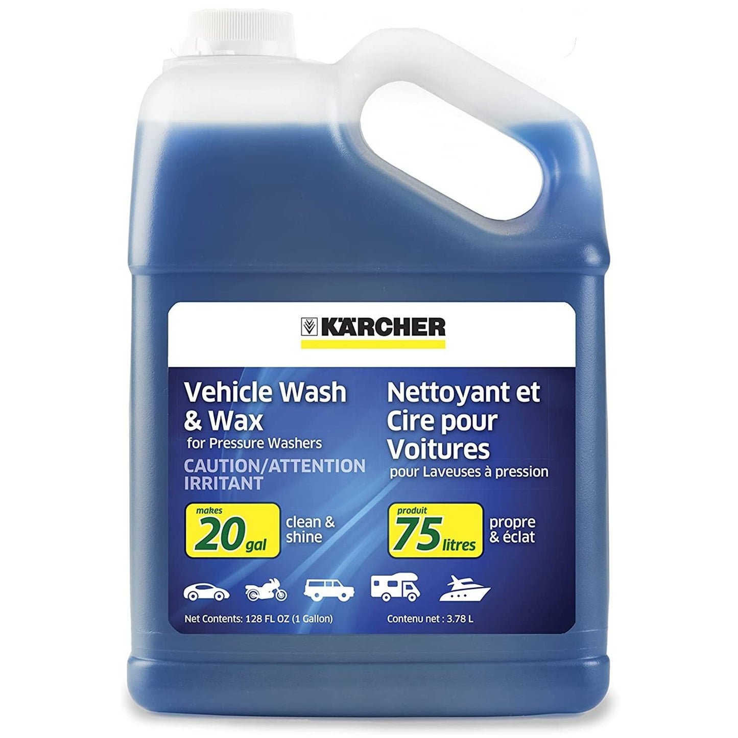 Kärcher 1 Gallon Pressure Washer Vehicle Detergent and Wax - Power Washer Soap for Cars, Bikes, Trucks, Boats and More