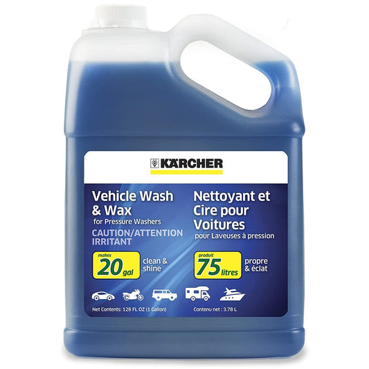 Kärcher 1 Gallon Pressure Washer Vehicle Detergent and Wax - Power Washer Soap for Cars, Bikes, Trucks, Boats and More