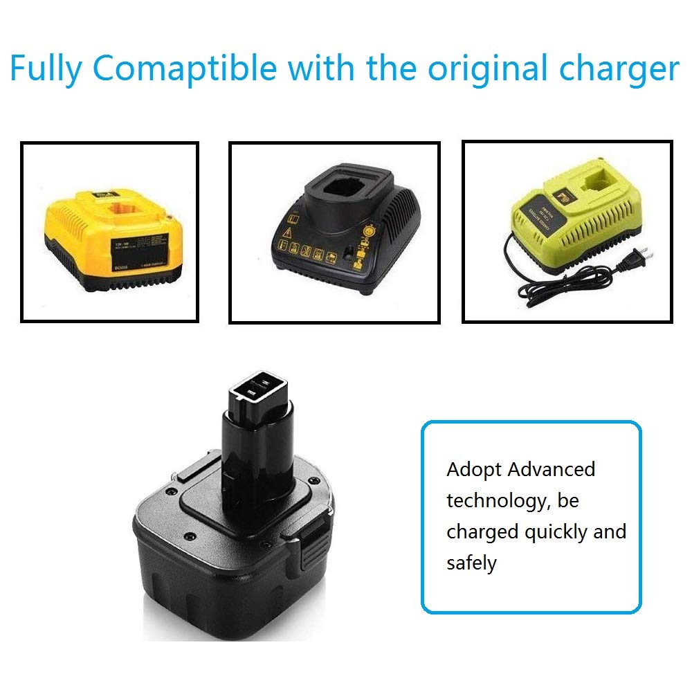 [Upgraded to 3600mAh] Replacement Battery Compatible with Dewalt 12V Battery 3.6Ah Ni-MH XRP DW9072 DC9071 DCB120 DW9071 DW9072 DW953 DE9037 DE9071 DE9072 DE9074 DE9075 12 Volt Cordless Power Tool