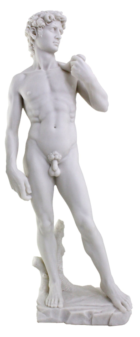 Top Collection Large 19.75 Inch Tall Michelangelo's David Statue Sculpture. Premium Resin - White Marble Finish. Ships Immediately.