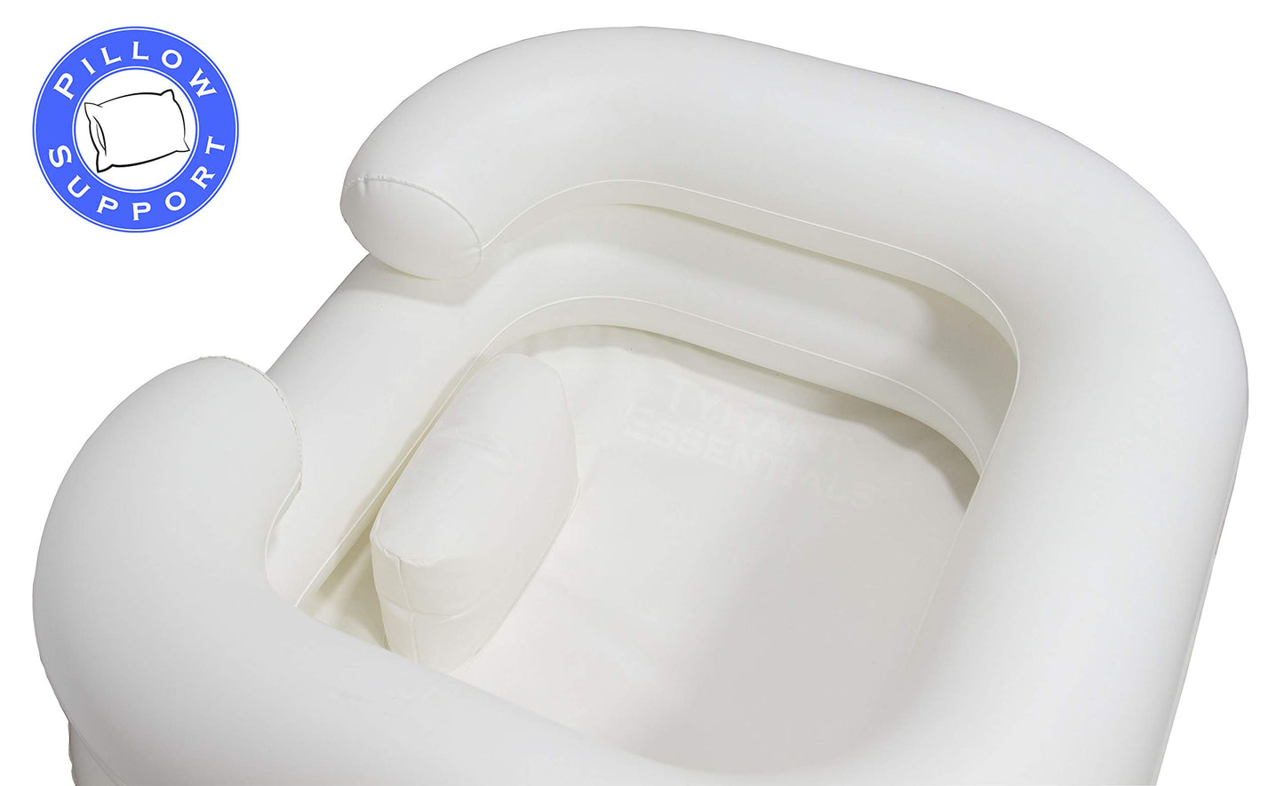 Inflatable Shampoo Basin with Pillow – in Bed Hair Wash Bowl for Bedridden, Elderly Disabled and Loved Ones – Pillow for Extra Head & Neck Support with No-Clog Easy Drainage