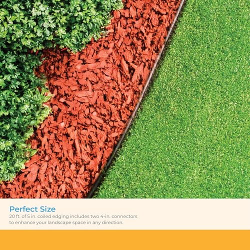 Suncast 20 ft. Plastic Landscape Edging Roll for Garden, Flower Beds, and Lawn, Black, 5-inch