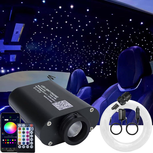 AZIMOM LED Bluetooth 16W RGBW Fiber Optic Light Star Ceiling Kits 150pcs 0.03in 6.5ft Sensor Music Mode Remote/APP Control Car Use Home Headliner Lighting Decoration