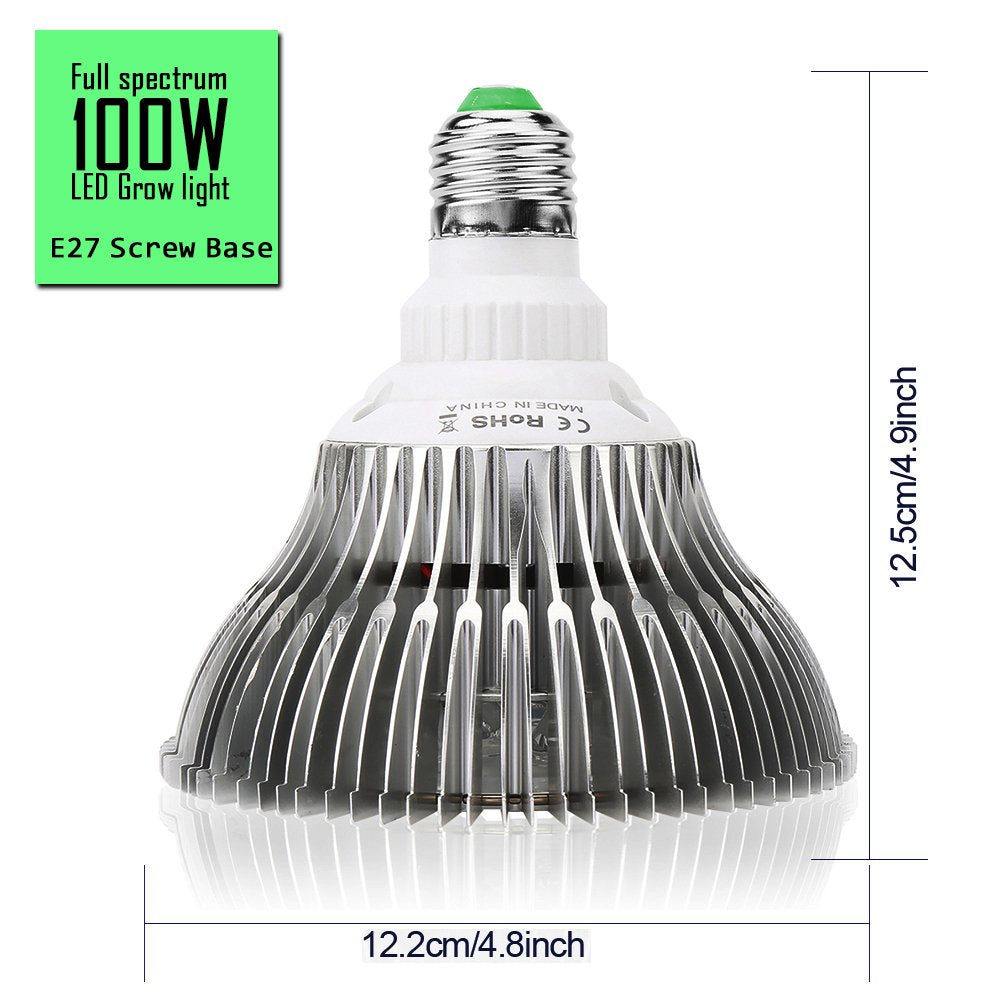 100W Led Grow Light Bulb Full Spectrum,Plant Light Bulb with 150 LEDs for Indoor Plants,E26/E27 Socket,Grow Lamp for Hydroponic Indoor Garden