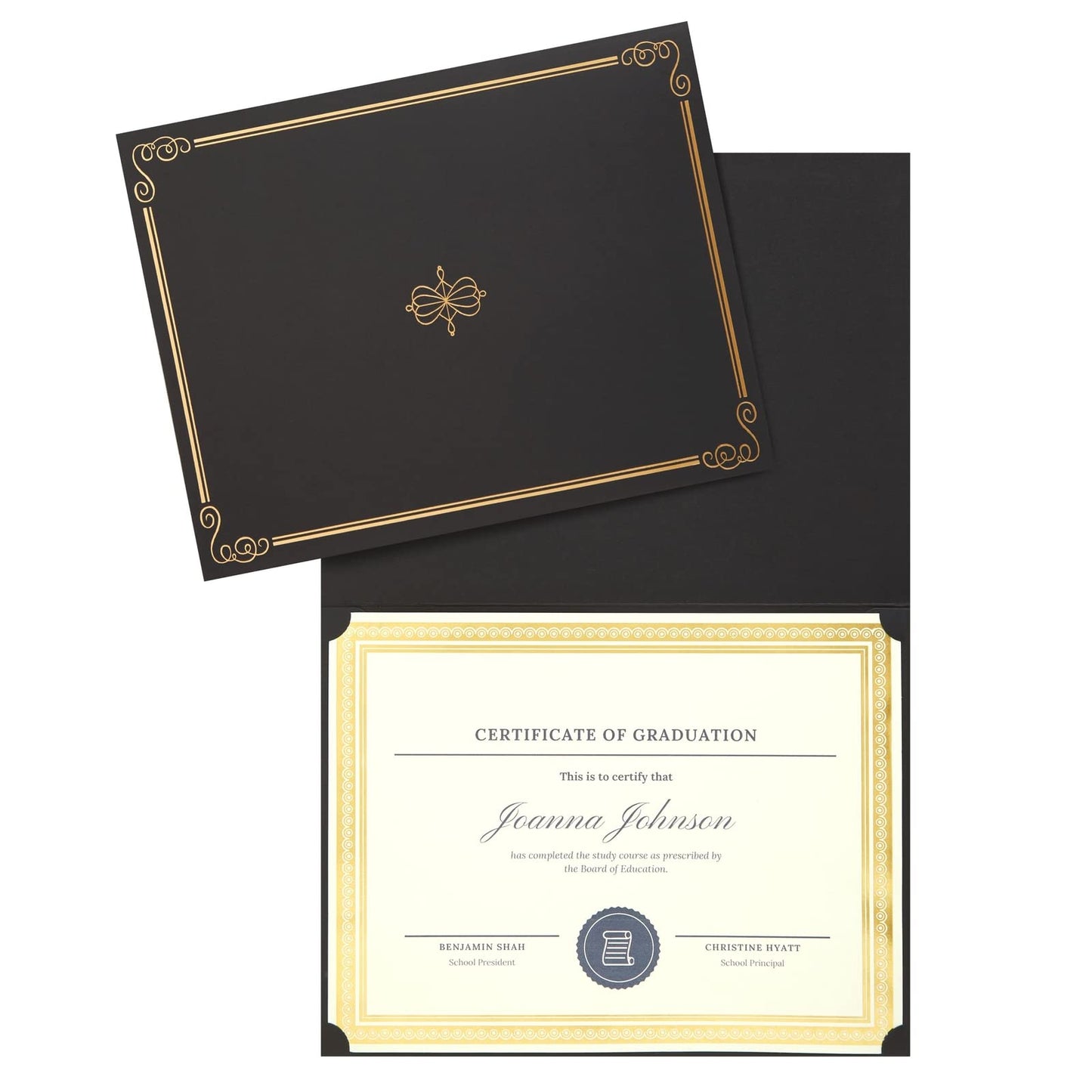 24-Pack Black Award Certificate Holders - Bulk Certificate Holders for Graduation, Diploma, Employee Appreciation, Certifications (fits 8.5x11)