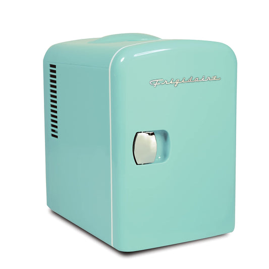Frigidaire Mini Portable Compact Personal Fridge Cooler, 4 Liter Capacity Chills Six 12 oz Cans, 100% Freon-Free & Eco Friendly, Includes Plugs for Home Outlet & 12V Car Charger - Mint