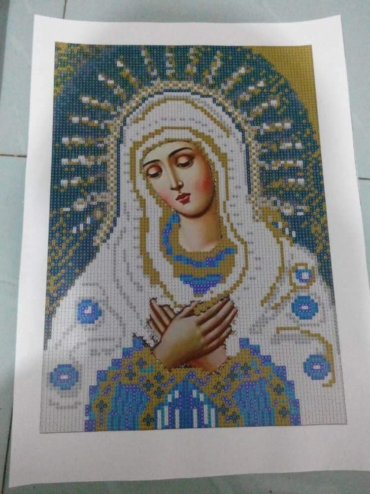 OKYUK Diamond Painting Virgin Mary Kit, Mother Mary Bead Embroidery kit, 5d DIY Round Diamond Number Kits Crystal Rhinestone Diamond Embroidery Paintings Great for Home Decoration - 12 x 16 inches