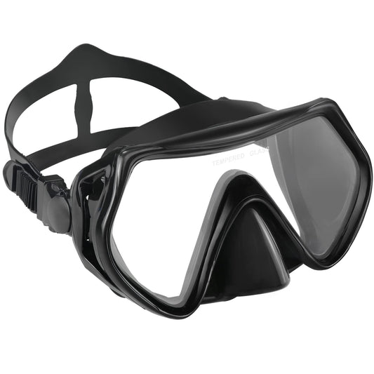 Supertrip Snorkel Mask Adult Swimming Goggles with Nose Cover for Men Women Youth, 180°Clear View Scuba Swim Mask (Black)