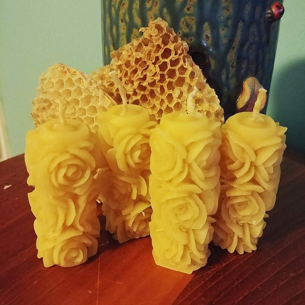 Fewo 2 Pack 3D Rose Candle Molds Cylinder and Sphere Shape Rose Flower Silicone Molds for Making DIY Homemade Beeswax Candles Bath Bomb Mini Soap Lotion Bar Wax Melts