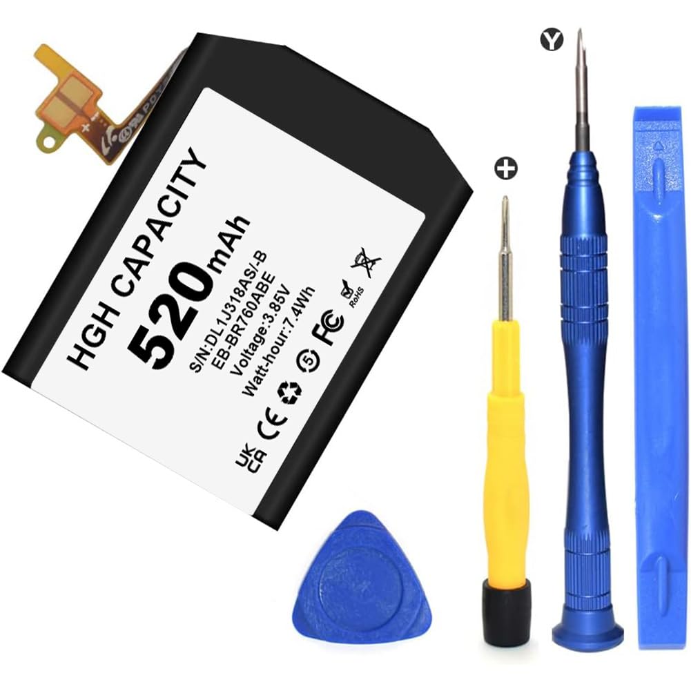 [520mAh] Replacment Battery for Samsung Gear S3 Frontier Battery, Gear S3 Classic Battery, Gear S3 Replacement Battery SM-R760, R770, R765 EB-BR760ABE GH43-04699A with Professional Repair Tools Kit