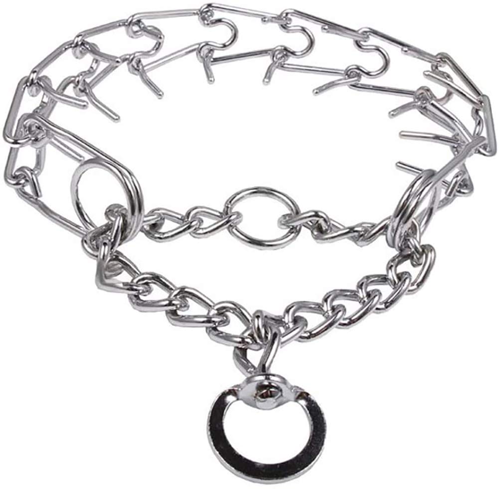 Darkyazi Durable Pinch Collar Stainless Steel Dog Adjustable Pet Training Collar for Medium Large Dogs (Large (Pack of 1), Silver)